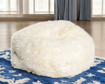 31 Inch White Short-Hair Sheepskin Bean Bag