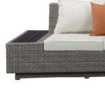 Beige Modular L-Shaped Outdoor Sectional with Console and Pillows