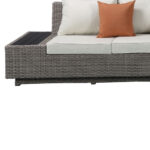 Beige Modular L-Shaped Outdoor Sectional with Console and Pillows