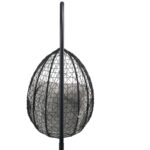 38" Black Metal Swing Chair with Beige Cushion