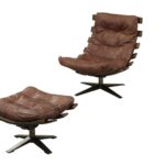 27 Inch Brown Leather Swivel Lounge Chair With Ottoman 5 27 Inch Brown Leather Swivel Lounge Chair With Ottoman