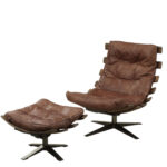 27 Inch Brown Leather Swivel Lounge Chair With Ottoman 6 27 Inch Brown Leather Swivel Lounge Chair With Ottoman