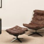 27 Inch Brown Leather Swivel Lounge Chair With Ottoman 4 27 Inch Brown Leather Swivel Lounge Chair With Ottoman