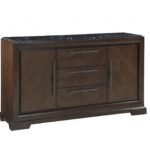 Marble and Tobacco Server with Storage and Marble Top