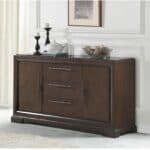 Marble and Tobacco Server with Storage and Marble Top