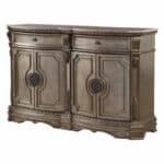 Solid Wood Champagne Sideboard with Marble Top and Storage 9 Solid Wood Champagne Sideboard with Marble Top and Storage