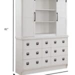 White Wood Dining Hutch with Nine Drawers and Sliding Doors 11 White Wood Dining Hutch with Nine Drawers and Sliding Doors