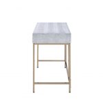 Silver and Champagne Rectangular Writing Desk with Storage Drawer