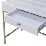 Silver and Champagne Rectangular Writing Desk with Storage Drawer