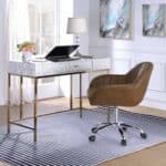 Silver and Champagne Rectangular Writing Desk with Storage Drawer