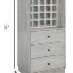 24 Inch Off White Bar Cabinet With Drawers and Storage