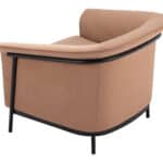 Tan Vinyl Accent Chair with Steel Frame and Armrest Support