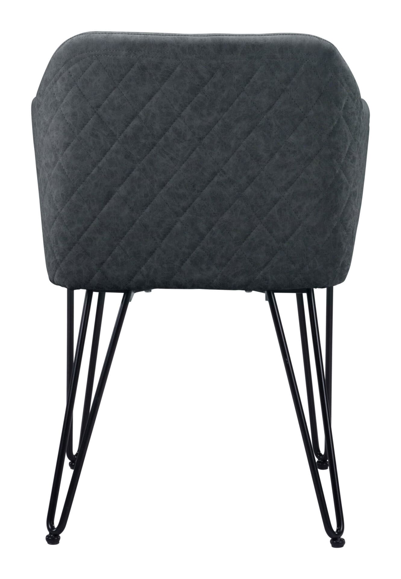 Vintage Gray Faux Leather Dining Chair with Armrest Support (Set of 2) 6 Vintage Gray Faux Leather Dining Chair with Armrest Support (Set of 2) - Image 6