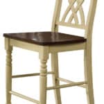 41 Inch Brown and Beige Wood Counter Height Bar Stools (Set of 2)