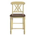 41 Inch Brown and Beige Wood Counter Height Bar Stools (Set of 2)