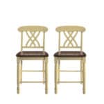 41 Inch Brown and Beige Wood Counter Height Bar Stools (Set of 2)