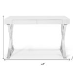 White and Silver Writing Desk With Drawers and Sled Base 10 White and Silver Writing Desk With Drawers and Sled Base