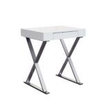 White and Silver 27-Inch Writing Desk with Drawer 6 White and Silver 27-Inch Writing Desk with Drawer
