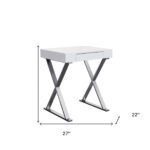 White and Silver 27-Inch Writing Desk with Drawer 10 White and Silver 27-Inch Writing Desk with Drawer
