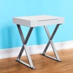 White and Silver 27-Inch Writing Desk with Drawer 7 White and Silver 27-Inch Writing Desk with Drawer