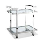 Glass Bar Cart with Stainless Steel Base and Castors