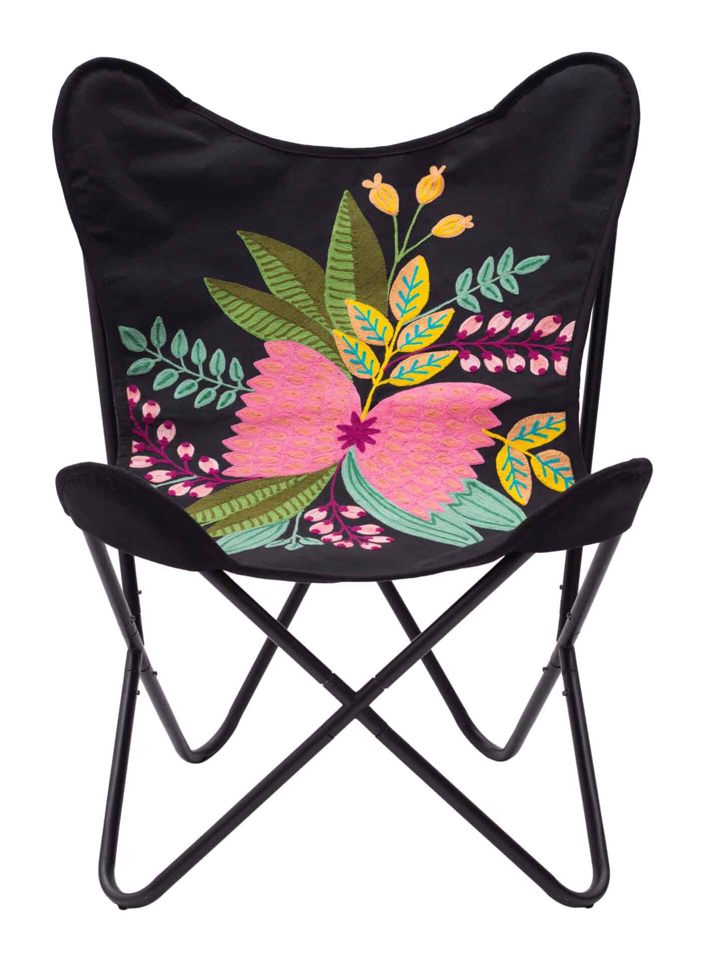 Multicolor Boho-Modern Accent Chair with Cotton Seat and Steel Frame 3 Multicolor Boho-Modern Accent Chair with Cotton Seat and Steel Frame - Image 3