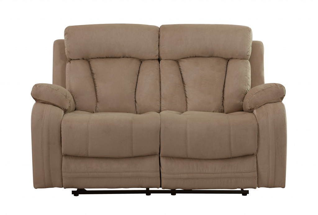 Indoor Beige Microsuede Reclining Sofa, Loveseat, and Armchair Set 3 Indoor Beige Microsuede Reclining Sofa, Loveseat, and Armchair Set - Image 3