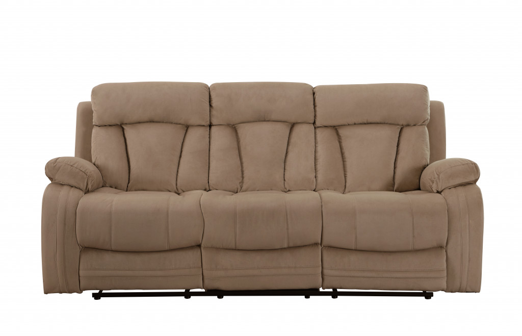 Indoor Beige Microsuede Reclining Sofa, Loveseat, and Armchair Set 4 Indoor Beige Microsuede Reclining Sofa, Loveseat, and Armchair Set - Image 4