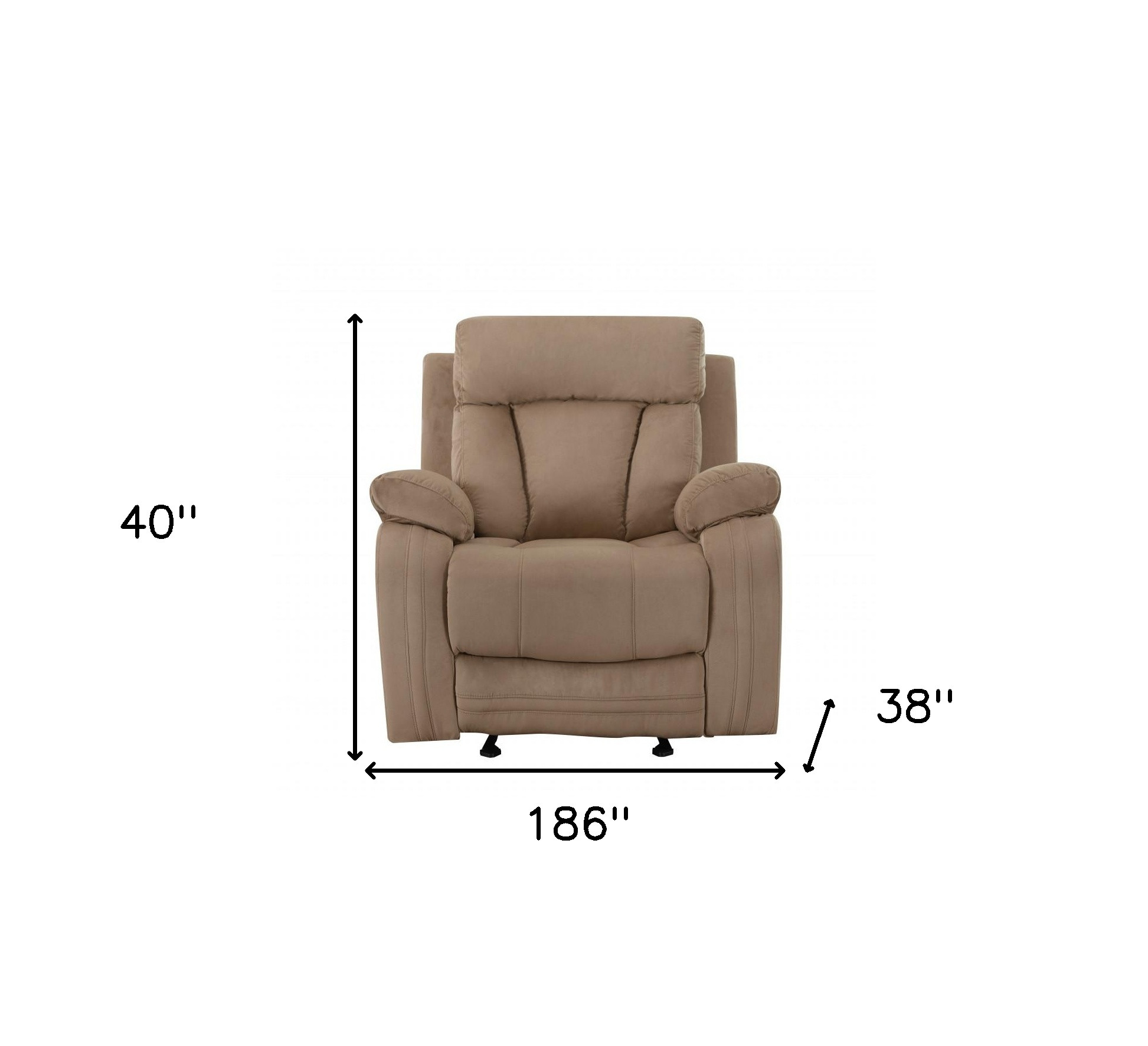 Indoor Beige Microsuede Reclining Sofa, Loveseat, and Armchair Set 18 Indoor Beige Microsuede Reclining Sofa, Loveseat, and Armchair Set