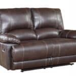 Brown Faux Leather Manual Reclining Love Seat with Pillow Arms