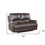Brown Faux Leather Manual Reclining Love Seat with Pillow Arms