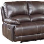Brown Faux Leather Manual Reclining Love Seat with Pillow Arms