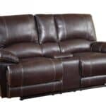 Brown Faux Leather Reclining Love Seat With Storage and Comfort