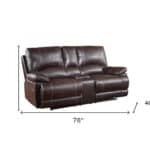 Brown Faux Leather Reclining Love Seat With Storage and Comfort