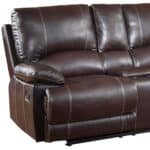 Brown Faux Leather Reclining Love Seat With Storage and Comfort