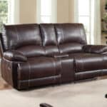 Brown Faux Leather Reclining Love Seat With Storage and Comfort