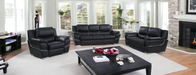 Black Genuine Leather 3-Piece Seating Set for Six 7 Black Genuine Leather 3-Piece Seating Set for Six - Image 7