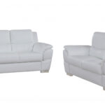 White Genuine Leather 6-Person Sofa Set with Loveseat