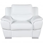 White Genuine Leather 6-Person Sofa Set with Loveseat
