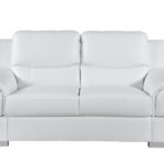 White Genuine Leather 6-Person Sofa Set with Loveseat