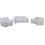 White Genuine Leather 6-Person Sofa Set with Loveseat