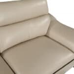 69 Inch Beige and Silver Faux Leather Love Seat with Pillow Arms