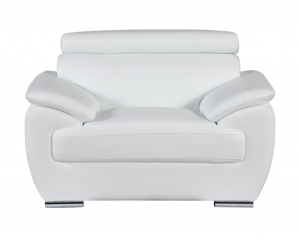 Three Piece White Genuine Leather Seating Set with Loveseat 3 Three Piece White Genuine Leather Seating Set with Loveseat - Image 3