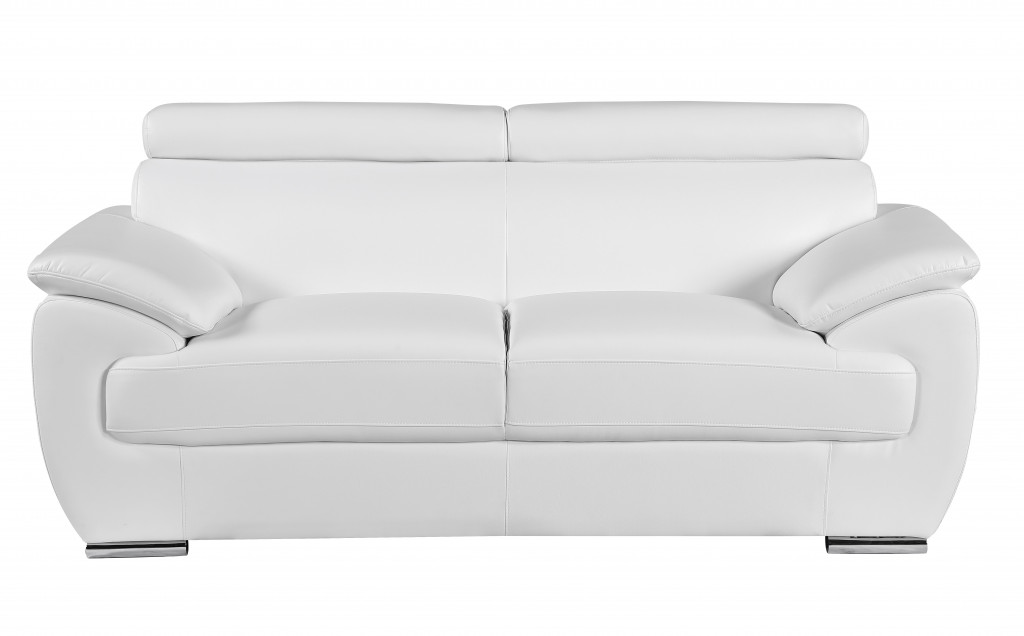 Three Piece White Genuine Leather Seating Set with Loveseat 4 Three Piece White Genuine Leather Seating Set with Loveseat - Image 4