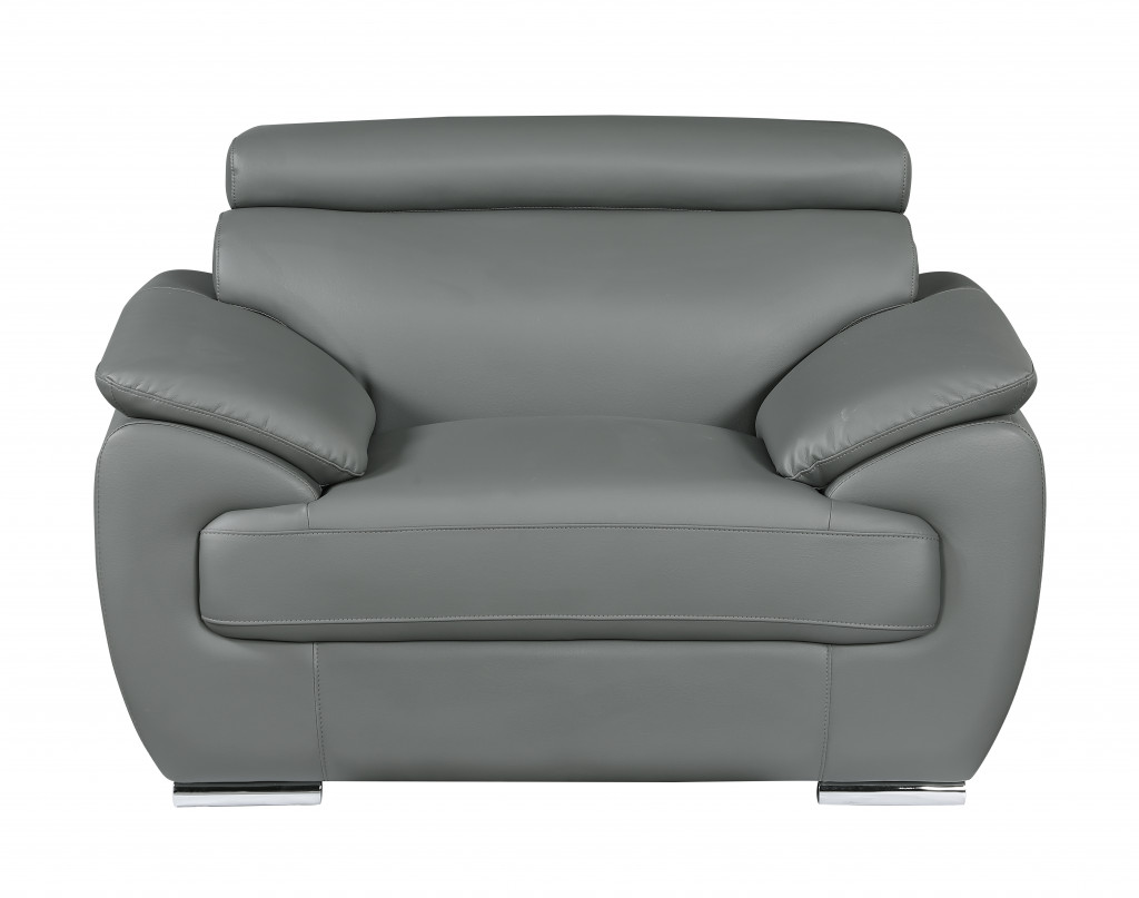 Three Piece Gray Leather Seating Set for Six 3 Three Piece Gray Leather Seating Set for Six - Image 3