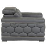 Gray and Silver 71 Inch Genuine Leather Love Seat