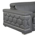 Gray and Silver 71 Inch Genuine Leather Love Seat