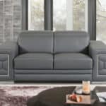 Gray and Silver 71 Inch Genuine Leather Love Seat