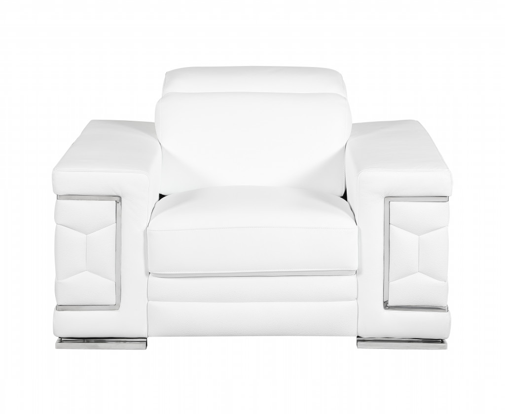 Three Piece White Italian Leather Seating Set for Six 3 Three Piece White Italian Leather Seating Set for Six - Image 3