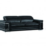 Three Piece Italian Leather Six Person Seating Set, Black